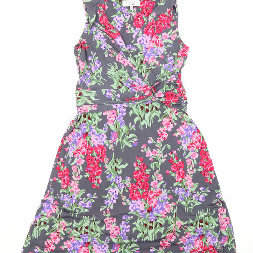 Laura Ashley Womens Multicoloured Floral Polyester Fit & Flare Size 12 V-Neck