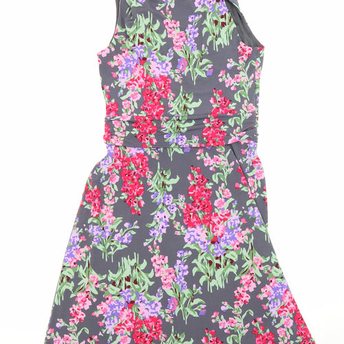 Laura Ashley Womens Multicoloured Floral Polyester Fit & Flare Size 12 V-Neck