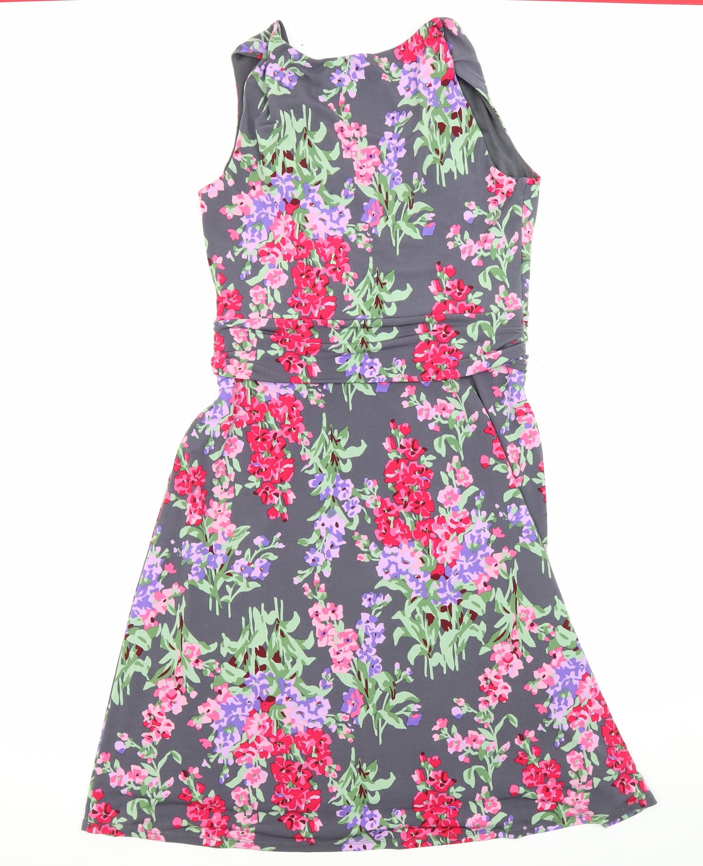 Laura Ashley Womens Multicoloured Floral Polyester Fit & Flare Size 12 V-Neck