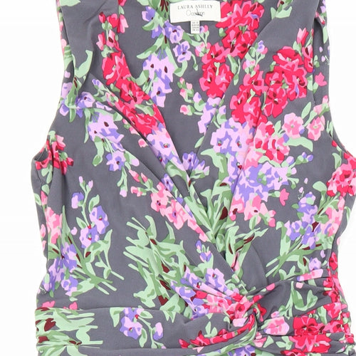 Laura Ashley Womens Multicoloured Floral Polyester Fit & Flare Size 12 V-Neck