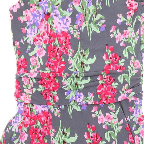 Laura Ashley Womens Multicoloured Floral Polyester Fit & Flare Size 12 V-Neck
