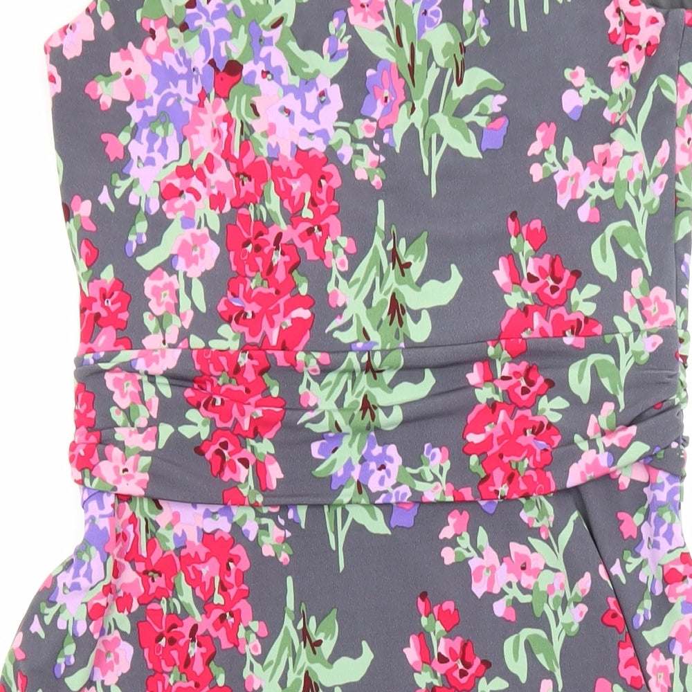 Laura Ashley Womens Multicoloured Floral Polyester Fit & Flare Size 12 V-Neck
