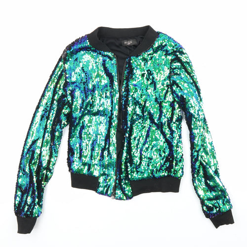 Missi London Womens Multicoloured Jacket Size 8 Zip - Sequined