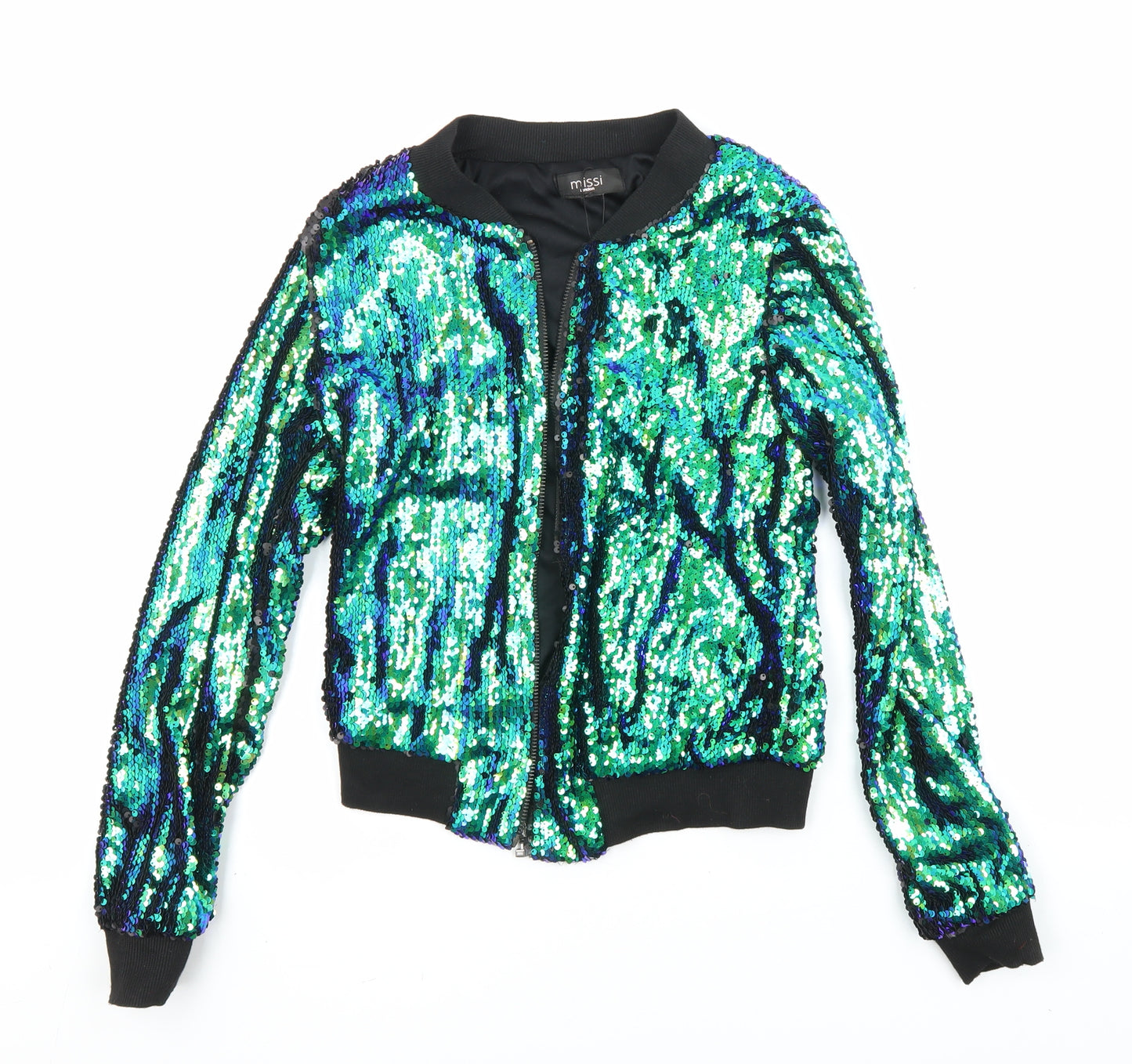Missi London Womens Multicoloured Jacket Size 8 Zip - Sequined