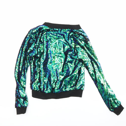 Missi London Womens Multicoloured Jacket Size 8 Zip - Sequined