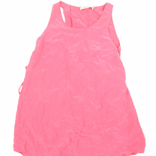 Reiss Womens Pink Silk Tunic Blouse Size 12 Round Neck - Tie back