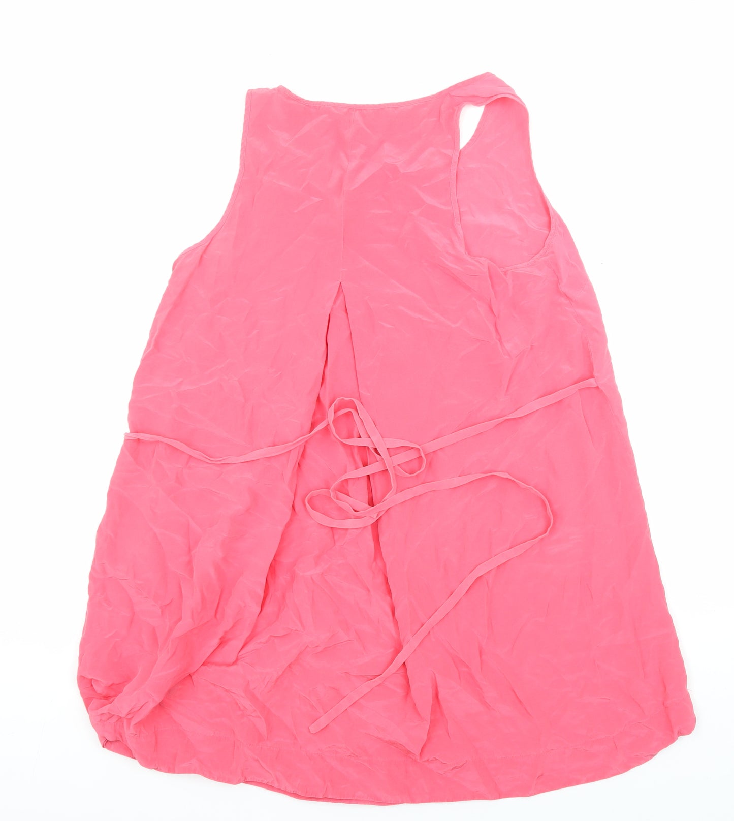 Reiss Womens Pink Silk Tunic Blouse Size 12 Round Neck - Tie back
