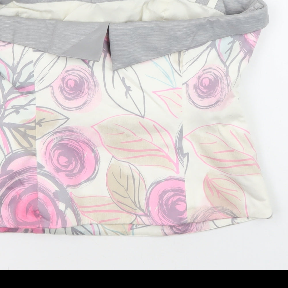 Coast Womens Multicoloured Floral Cotton Cropped Blouse Size 14 Off the Shoulder