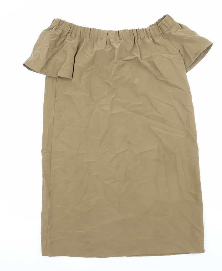 H&M Womens Green Modal Tunic Blouse Size 12 Off the Shoulder