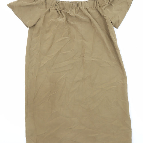 H&M Womens Green Modal Tunic Blouse Size 12 Off the Shoulder