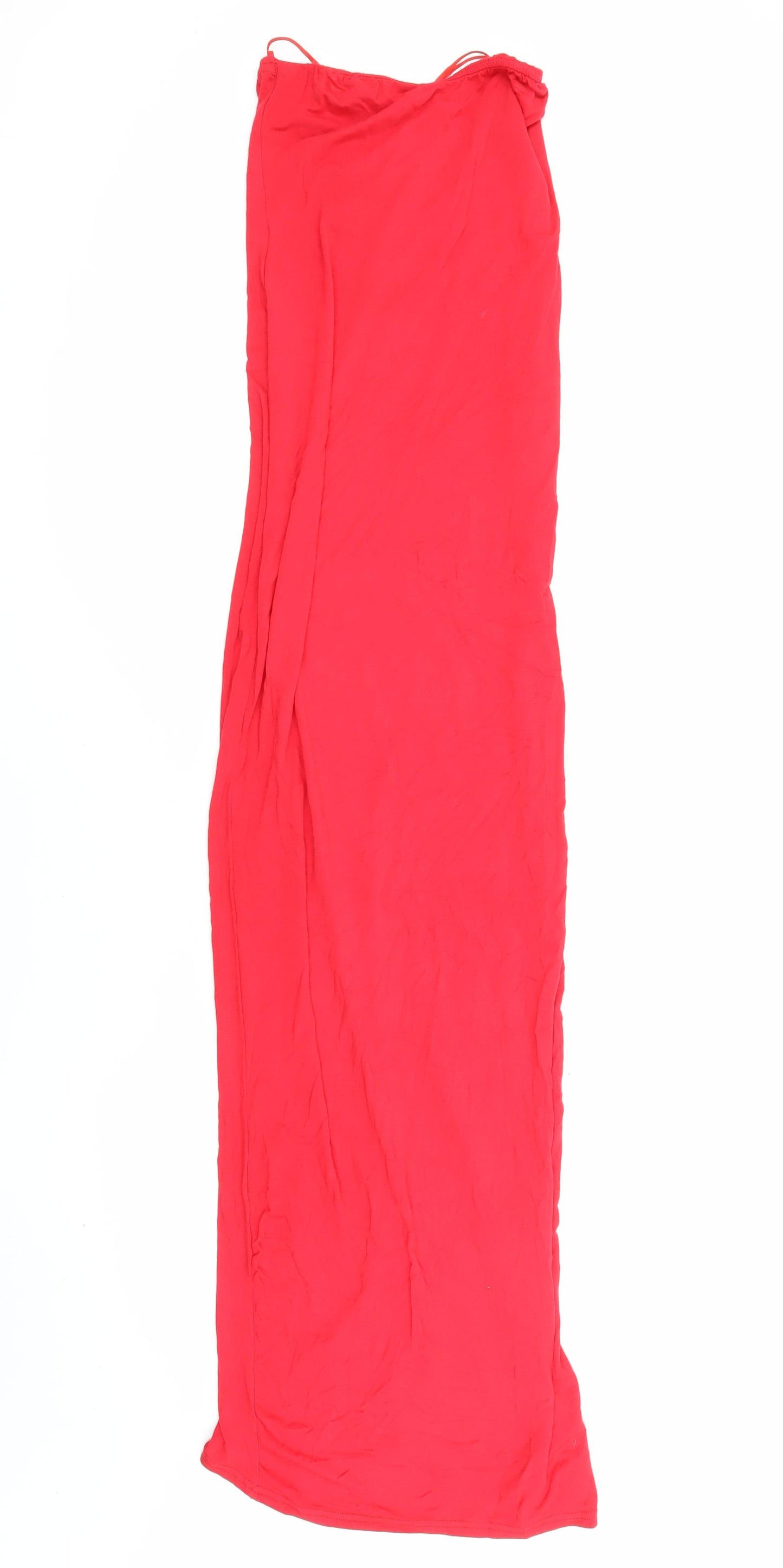 Misguided Womens Red Viscose Maxi Size S Off the Shoulder