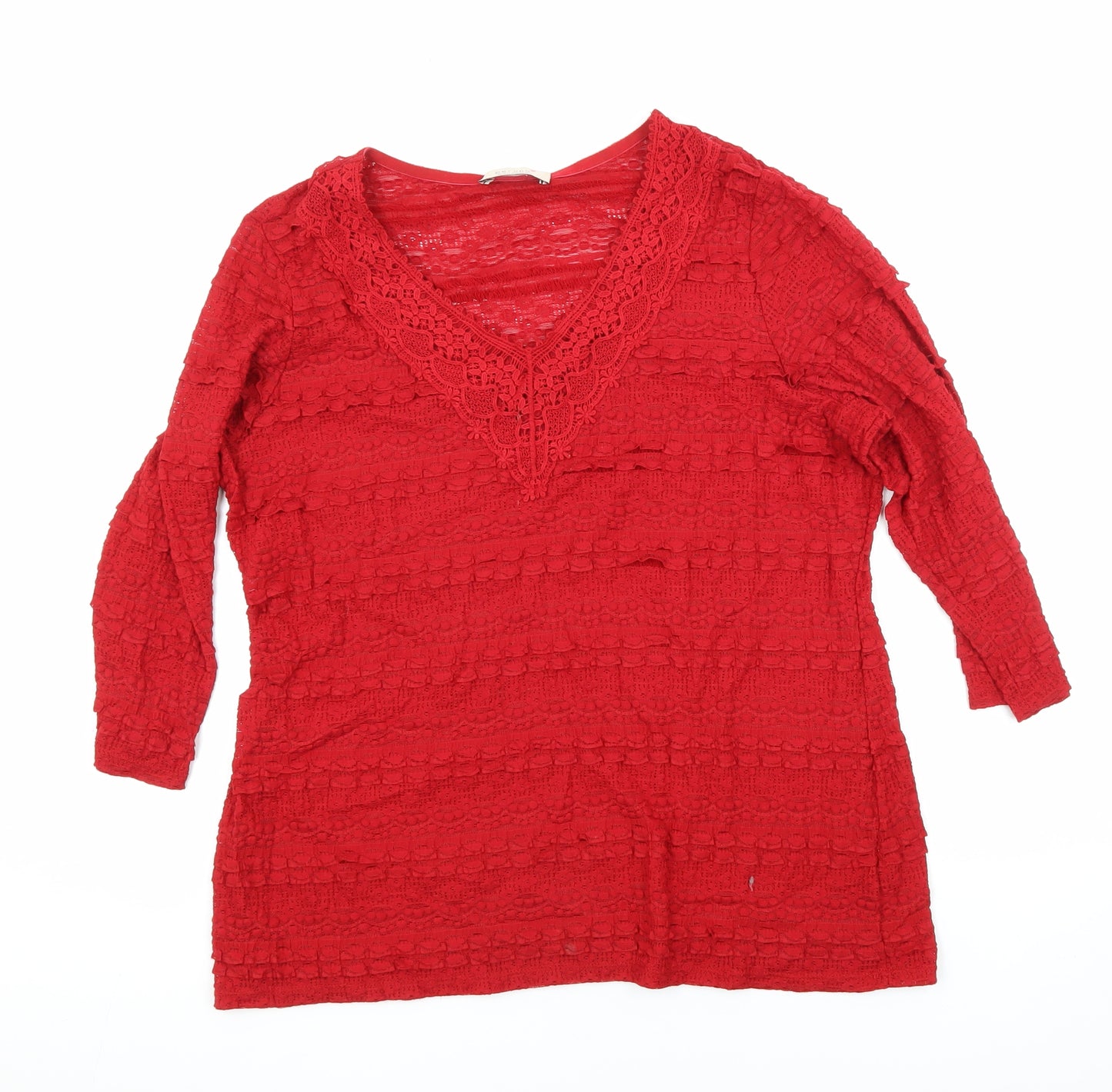 Per Una Womens Red Polyester Blend Tunic Blouse Size M V-Neck