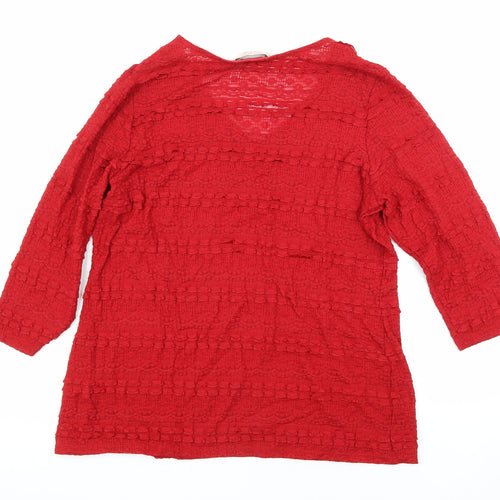 Per Una Womens Red Polyester Blend Tunic Blouse Size M V-Neck