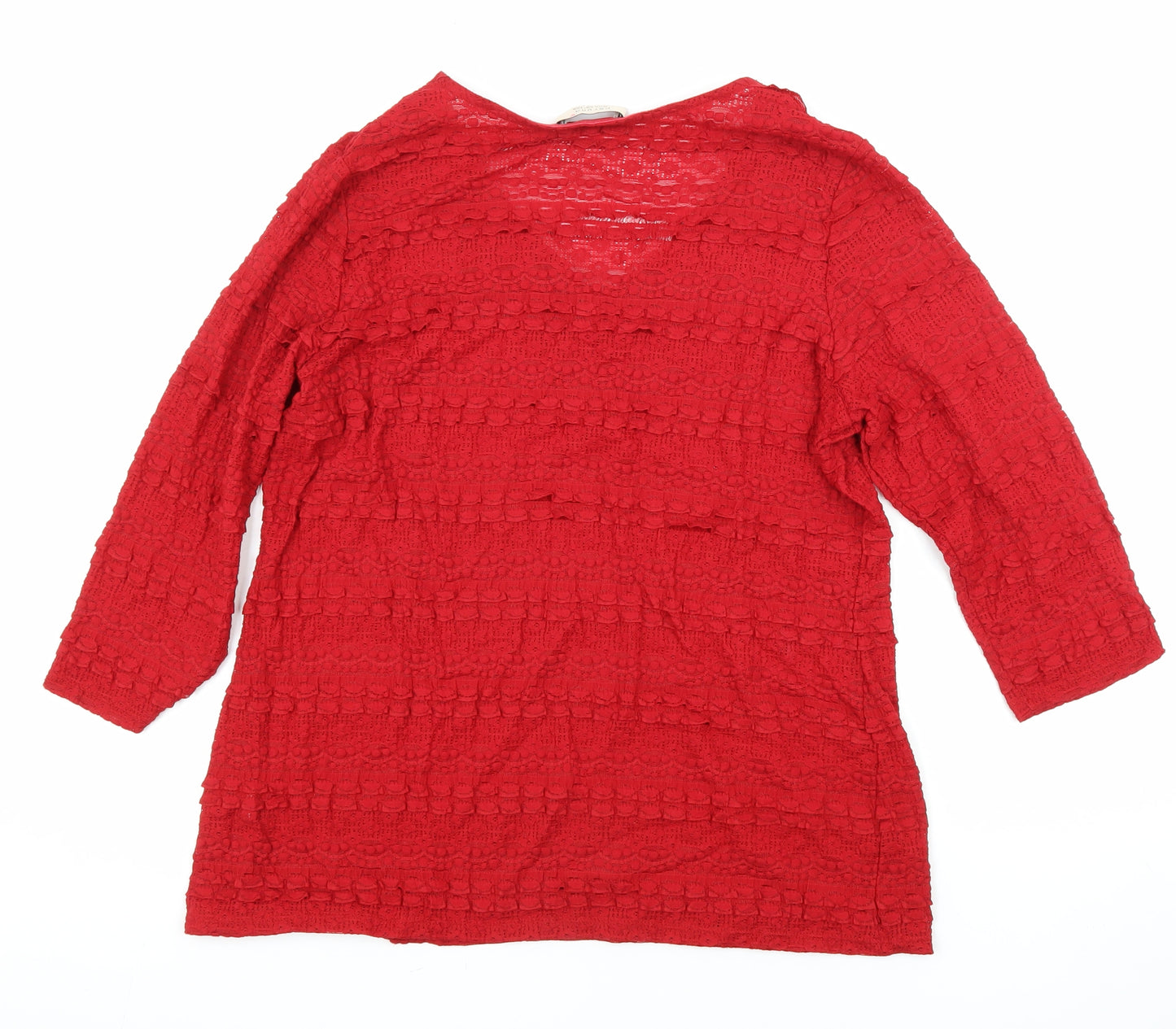 Per Una Womens Red Polyester Blend Tunic Blouse Size M V-Neck