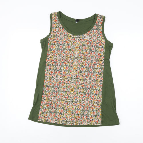 Uniqlo Womens Green Geometric Cotton Basic T-Shirt Size XS Round Neck