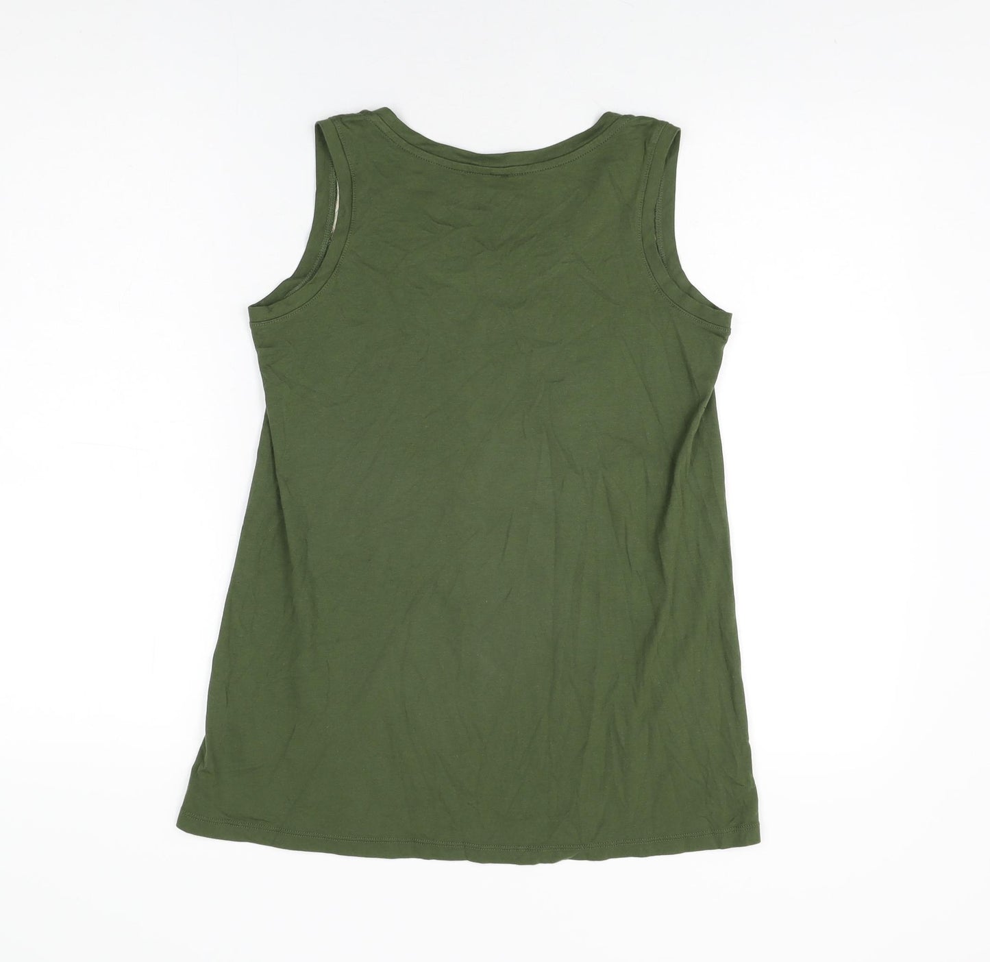 Uniqlo Womens Green Geometric Cotton Basic T-Shirt Size XS Round Neck