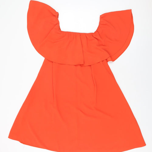 New Look Womens Red Polyester Shift Size 8 Off the Shoulder Pullover