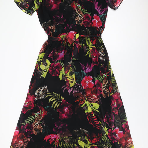 Roman Womens Black Floral Polyester Maxi Size 18 Off the Shoulder Pullover