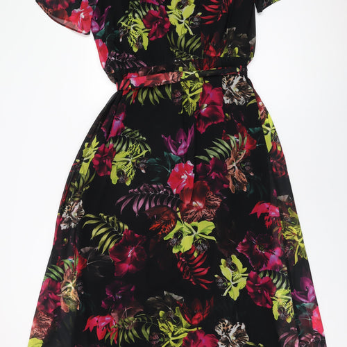 Roman Womens Black Floral Polyester Maxi Size 18 Off the Shoulder Pullover