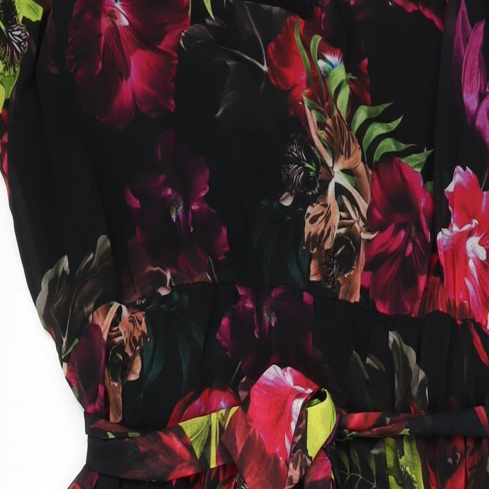 Roman Womens Black Floral Polyester Maxi Size 18 Off the Shoulder Pullover