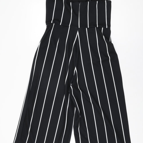 New Look Womens Black Striped Polyester Jumpsuit One-Piece Size 12 L21 in Zip