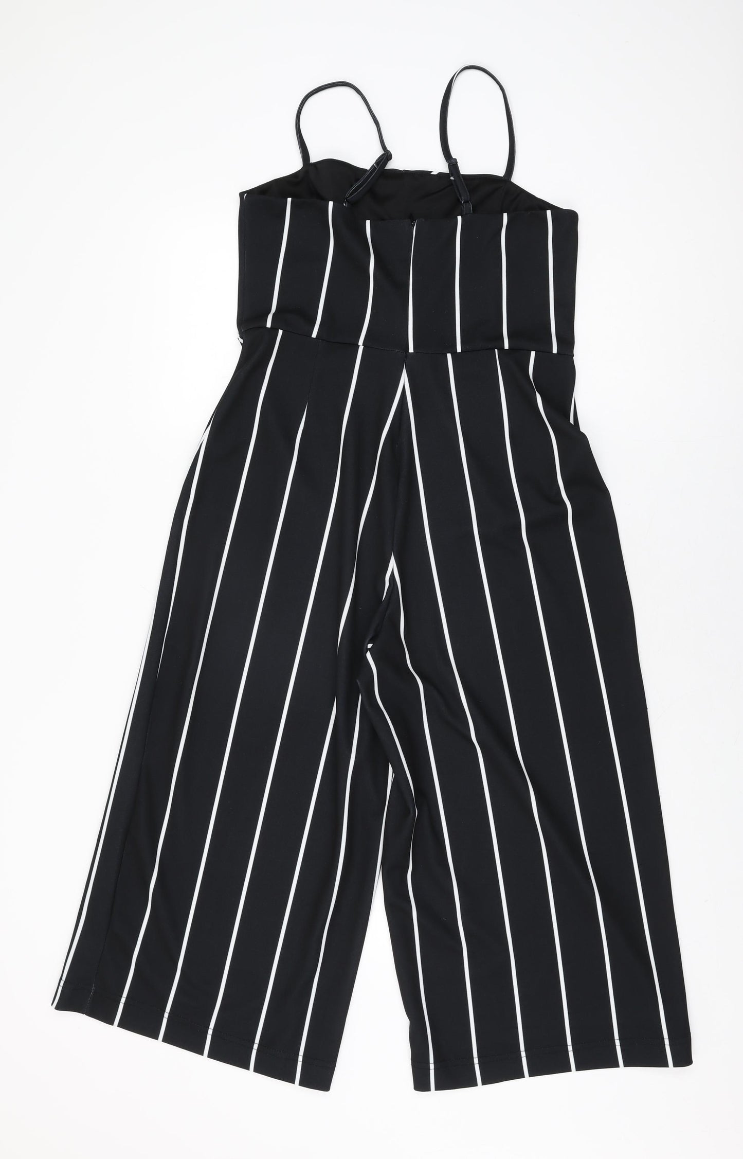 New Look Womens Black Striped Polyester Jumpsuit One-Piece Size 12 L21 in Zip