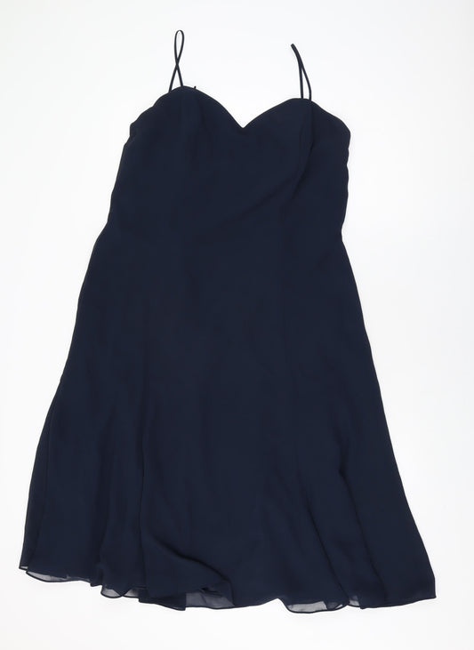 Dessy Collection Womens Blue Polyester A-Line Size 18 Sweetheart Zip