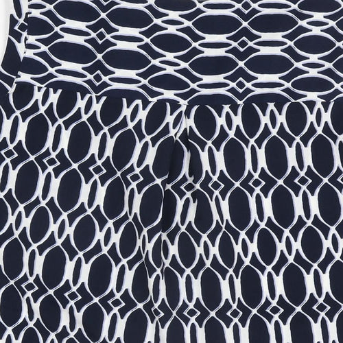 Marks and Spencer Womens Blue Geometric Polyester Basic T-Shirt Size 20 V-Neck