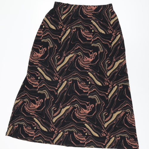 Very Womens Black Geometric Viscose Swing Skirt Size 10
