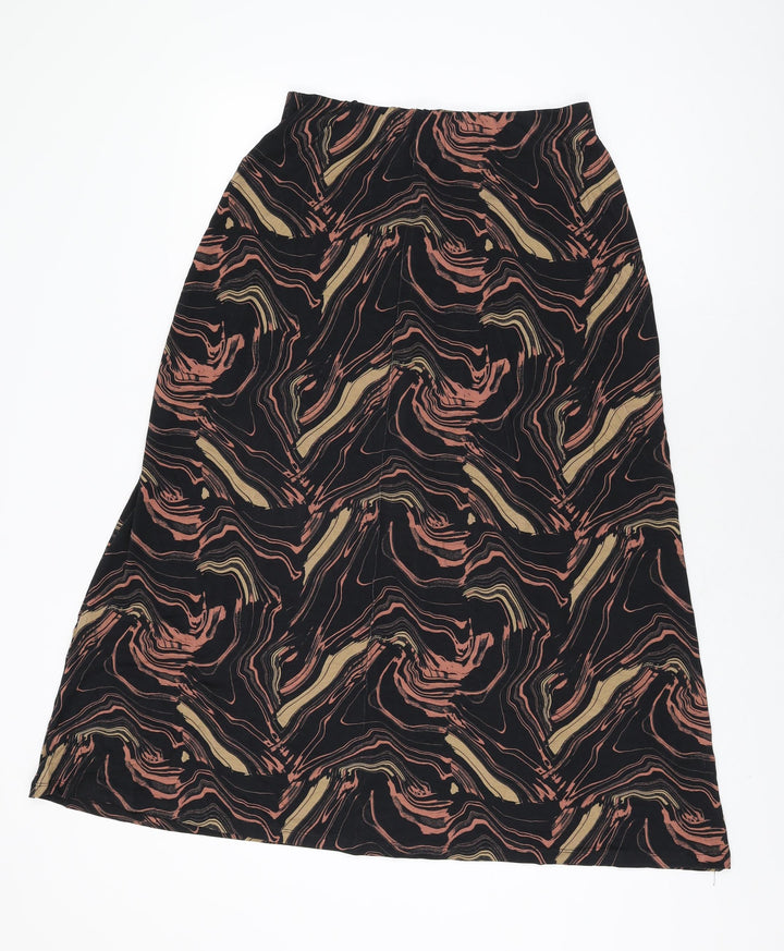 Very Womens Black Geometric Viscose Swing Skirt Size 10