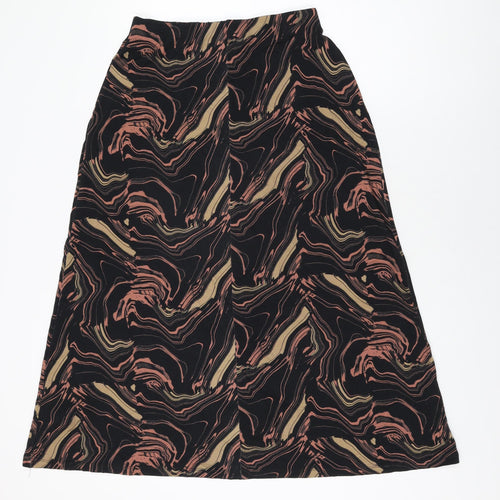 Very Womens Black Geometric Viscose Swing Skirt Size 10