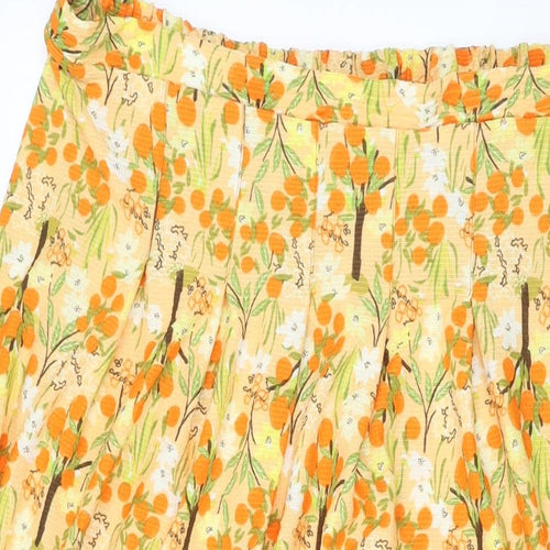 NEXT Womens Orange Floral Polyester Swing Skirt Size 18