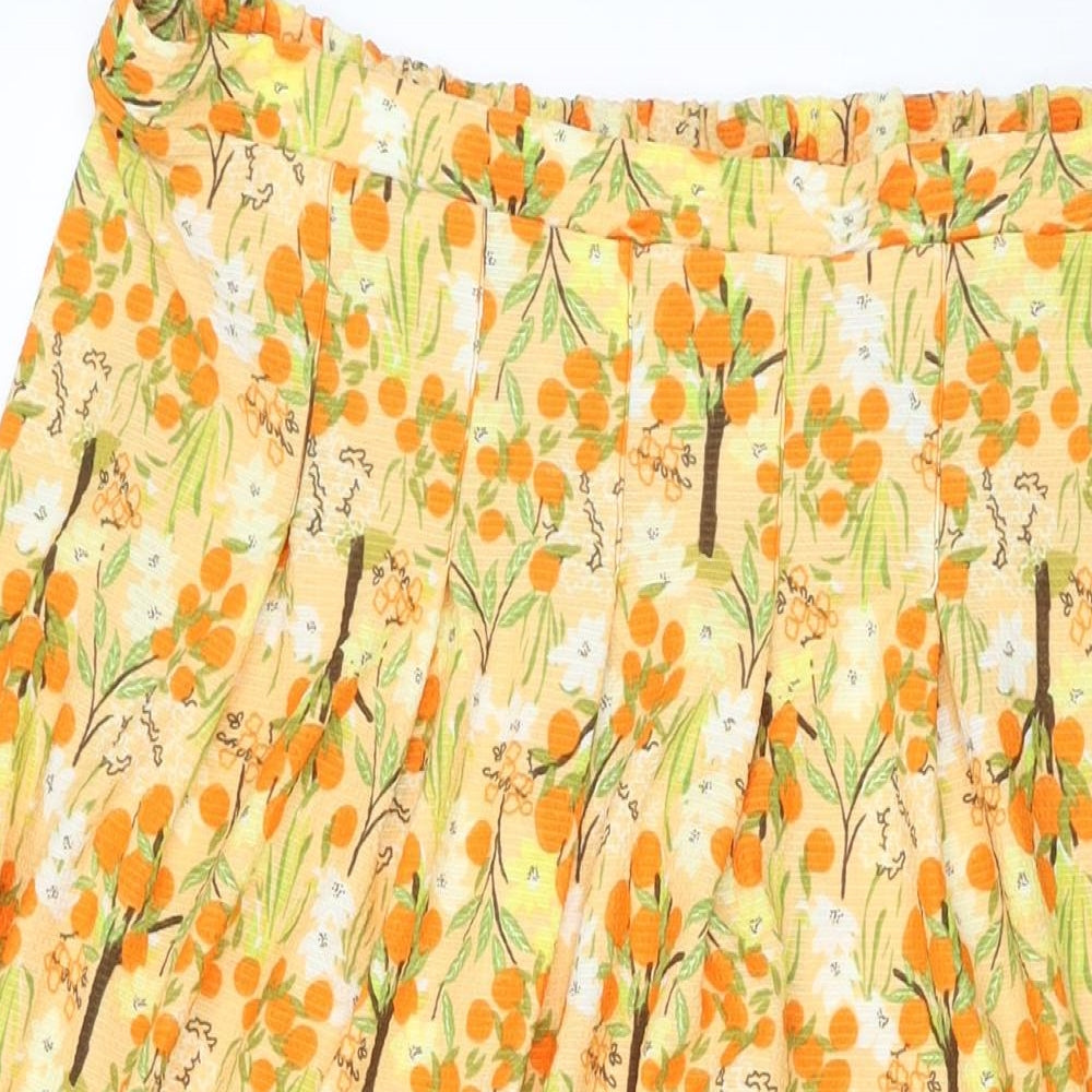 NEXT Womens Orange Floral Polyester Swing Skirt Size 18