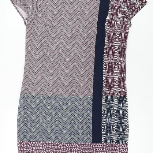NEXT Womens Multicoloured Geometric Polyester Shift Size 6 Round Neck Zip