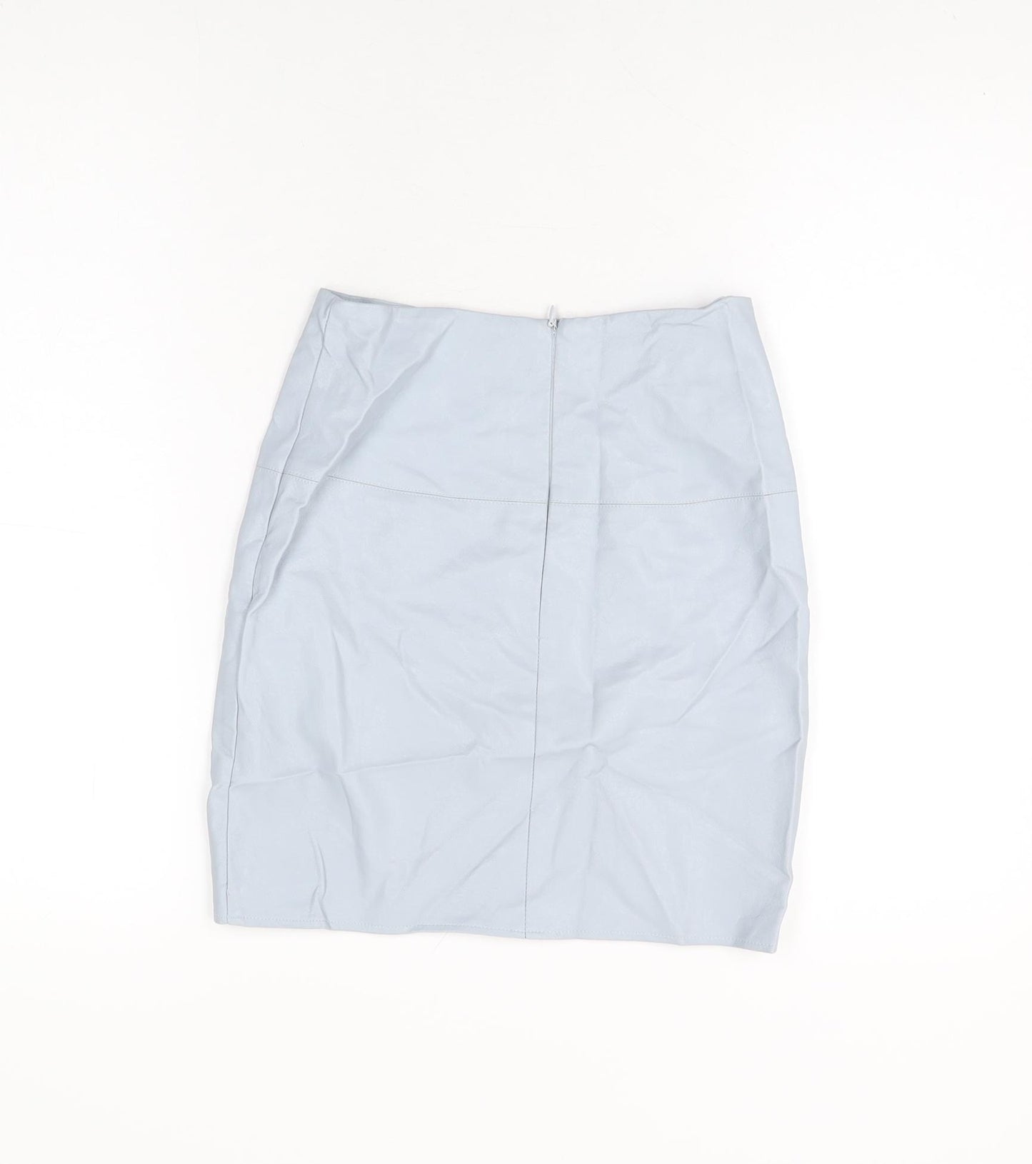 Missguided Womens Blue Polyurethane Mini Skirt Size 6 Zip