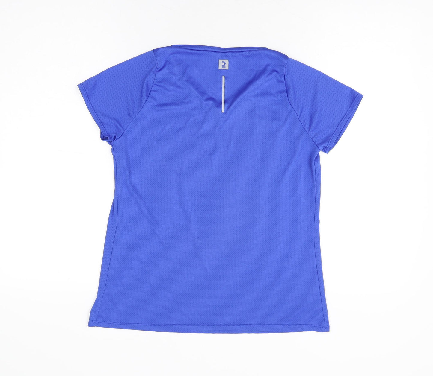 DECATHLON Womens Blue Polyester Basic T-Shirt Size S V-Neck Pullover