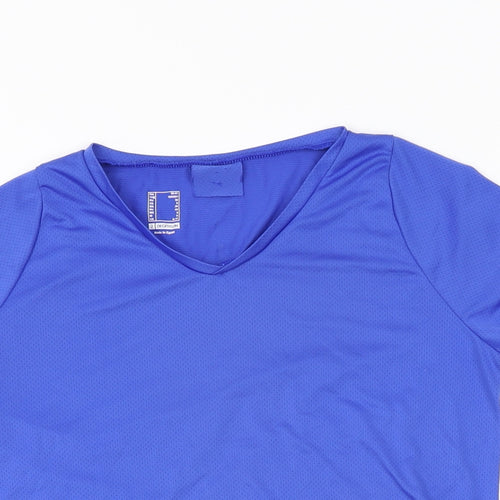 DECATHLON Womens Blue Polyester Basic T-Shirt Size S V-Neck Pullover