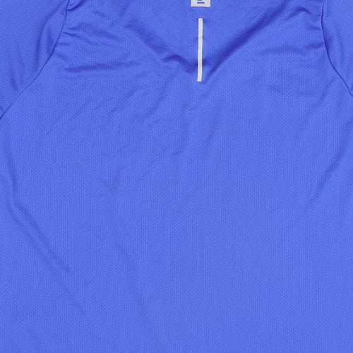DECATHLON Womens Blue Polyester Basic T-Shirt Size S V-Neck Pullover