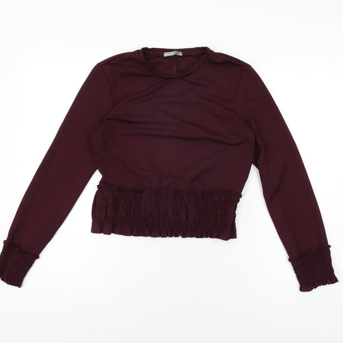 Zara Womens Purple Polyester Basic T-Shirt Size S Round Neck