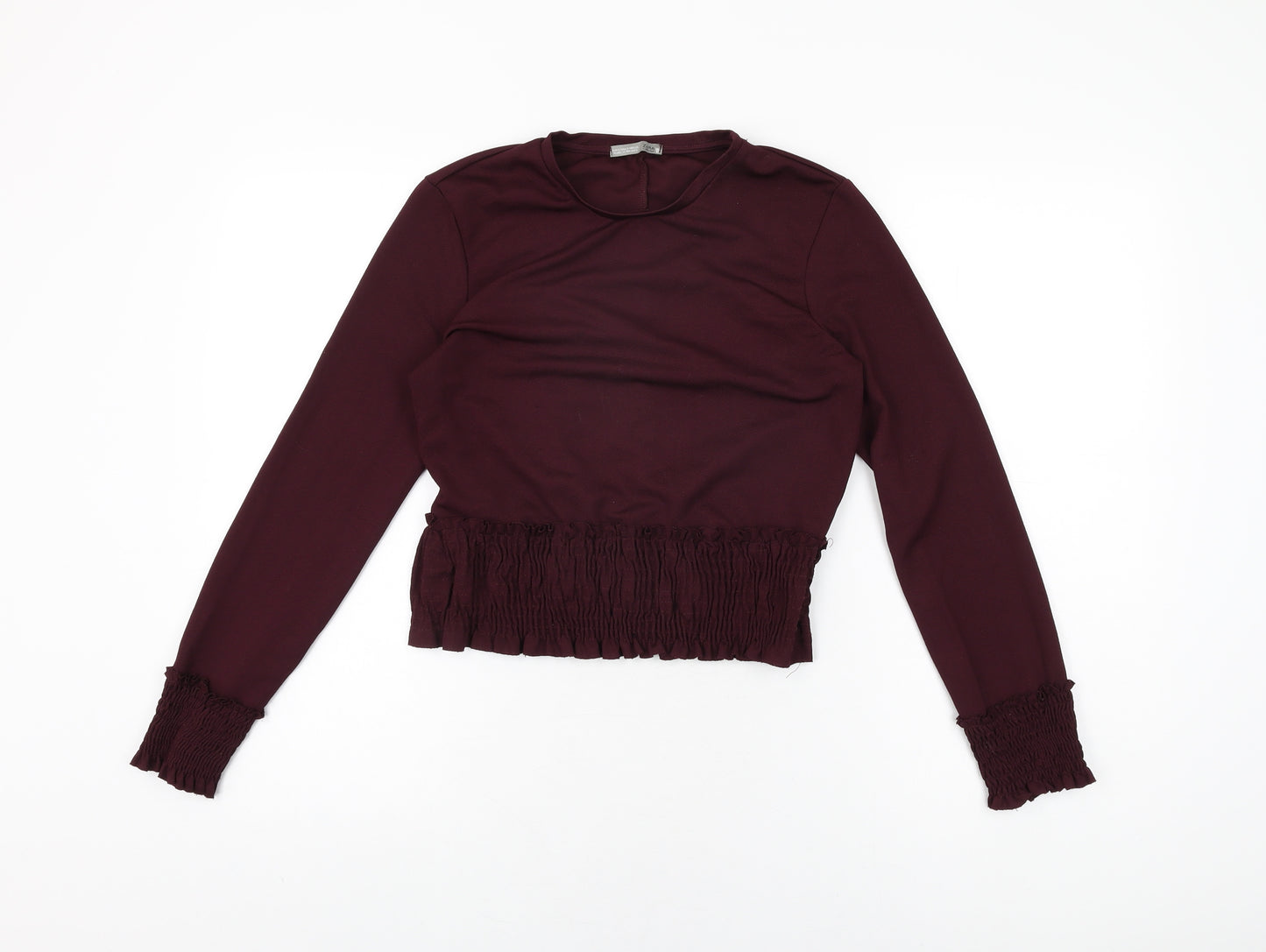 Zara Womens Purple Polyester Basic T-Shirt Size S Round Neck