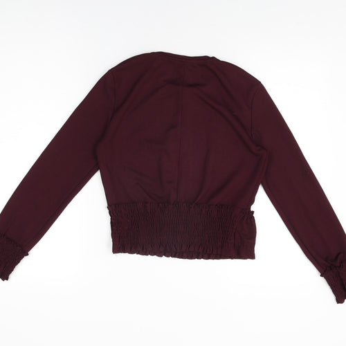 Zara Womens Purple Polyester Basic T-Shirt Size S Round Neck