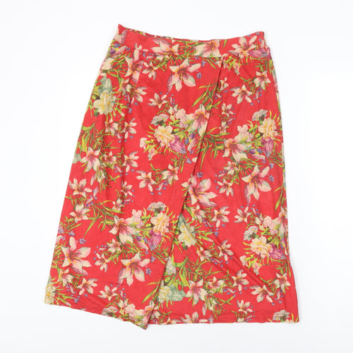 Simply Be Womens Red Floral Polyester Wrap Skirt Size 12