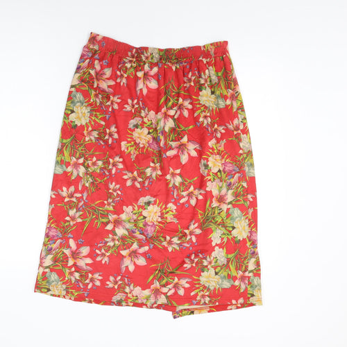 Simply Be Womens Red Floral Polyester Wrap Skirt Size 12