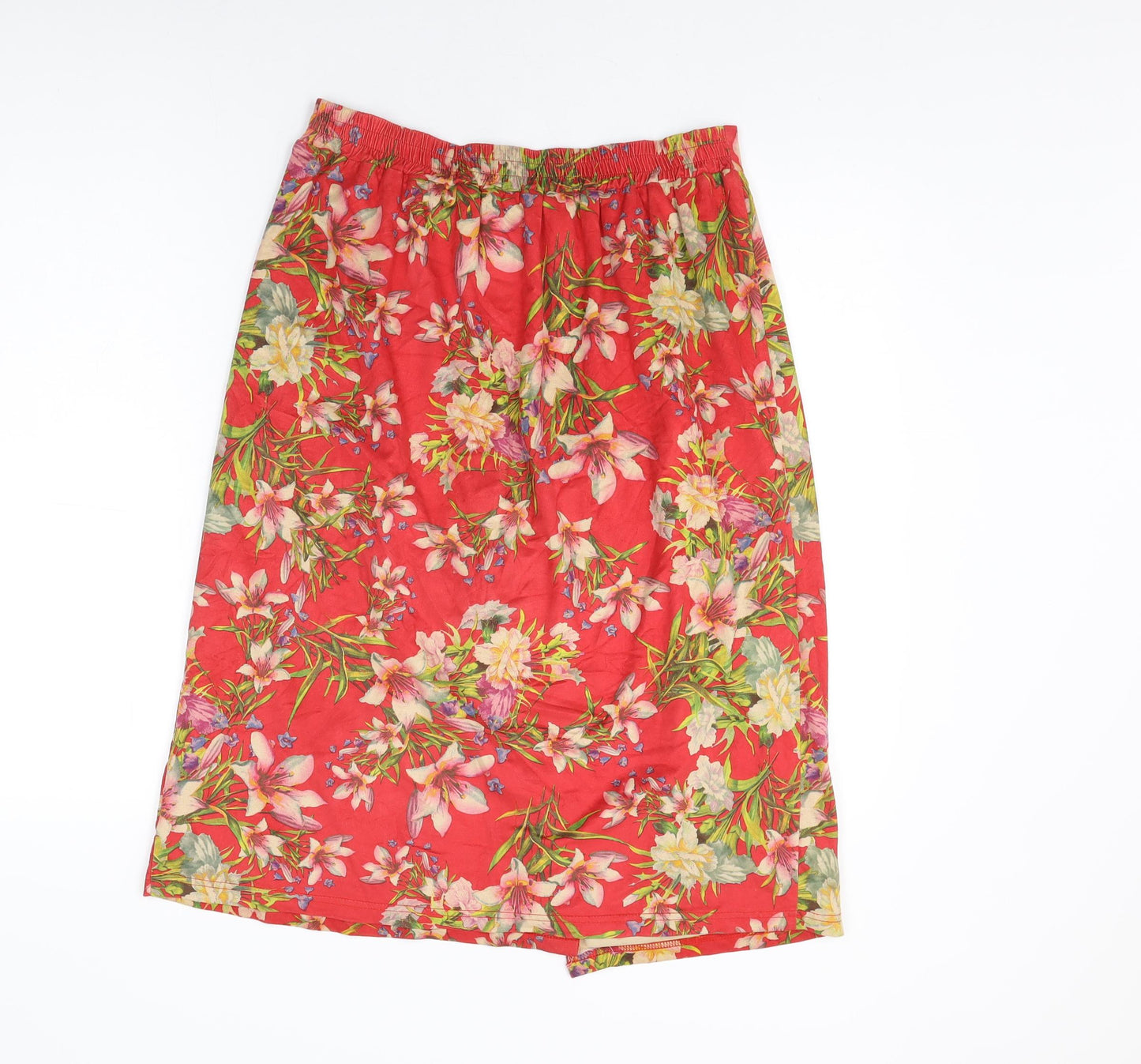 Simply Be Womens Red Floral Polyester Wrap Skirt Size 12
