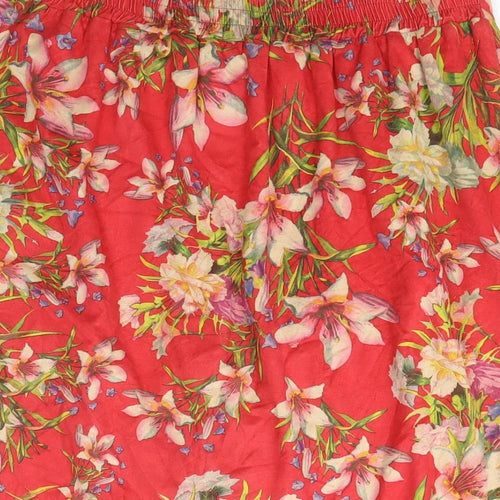 Simply Be Womens Red Floral Polyester Wrap Skirt Size 12