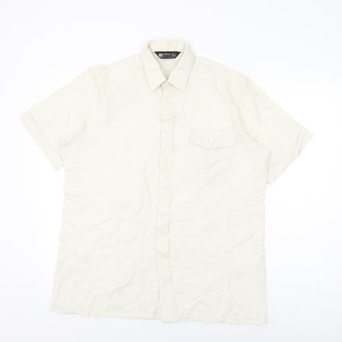 St Michael Mens Ivory Cotton Button-Up Size 39 Collared Button