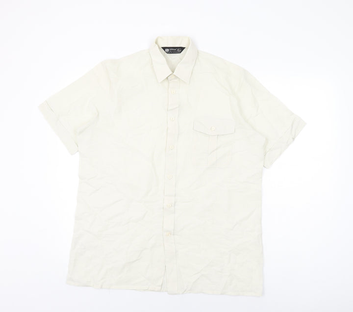 St Michael Mens Ivory Cotton Button-Up Size 39 Collared Button