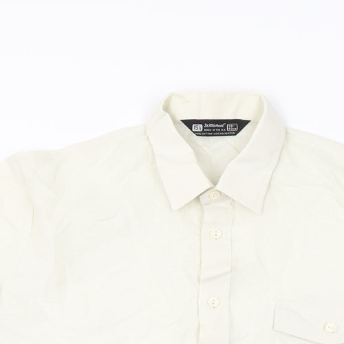 St Michael Mens Ivory Cotton Button-Up Size 39 Collared Button