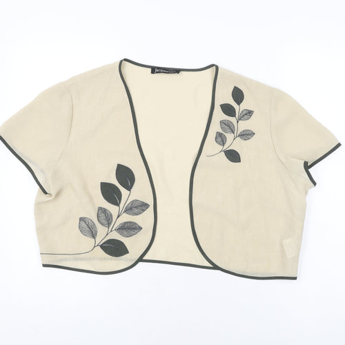 Jacques Vert Womens Beige Polyester Cropped Blouse Size 22 V-Neck