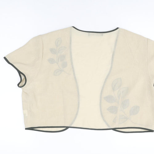 Jacques Vert Womens Beige Polyester Cropped Blouse Size 22 V-Neck